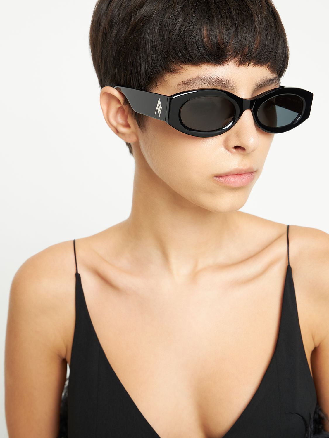 Attico Black Linda Farrow Edition Berta Sunglasses In Black,grey