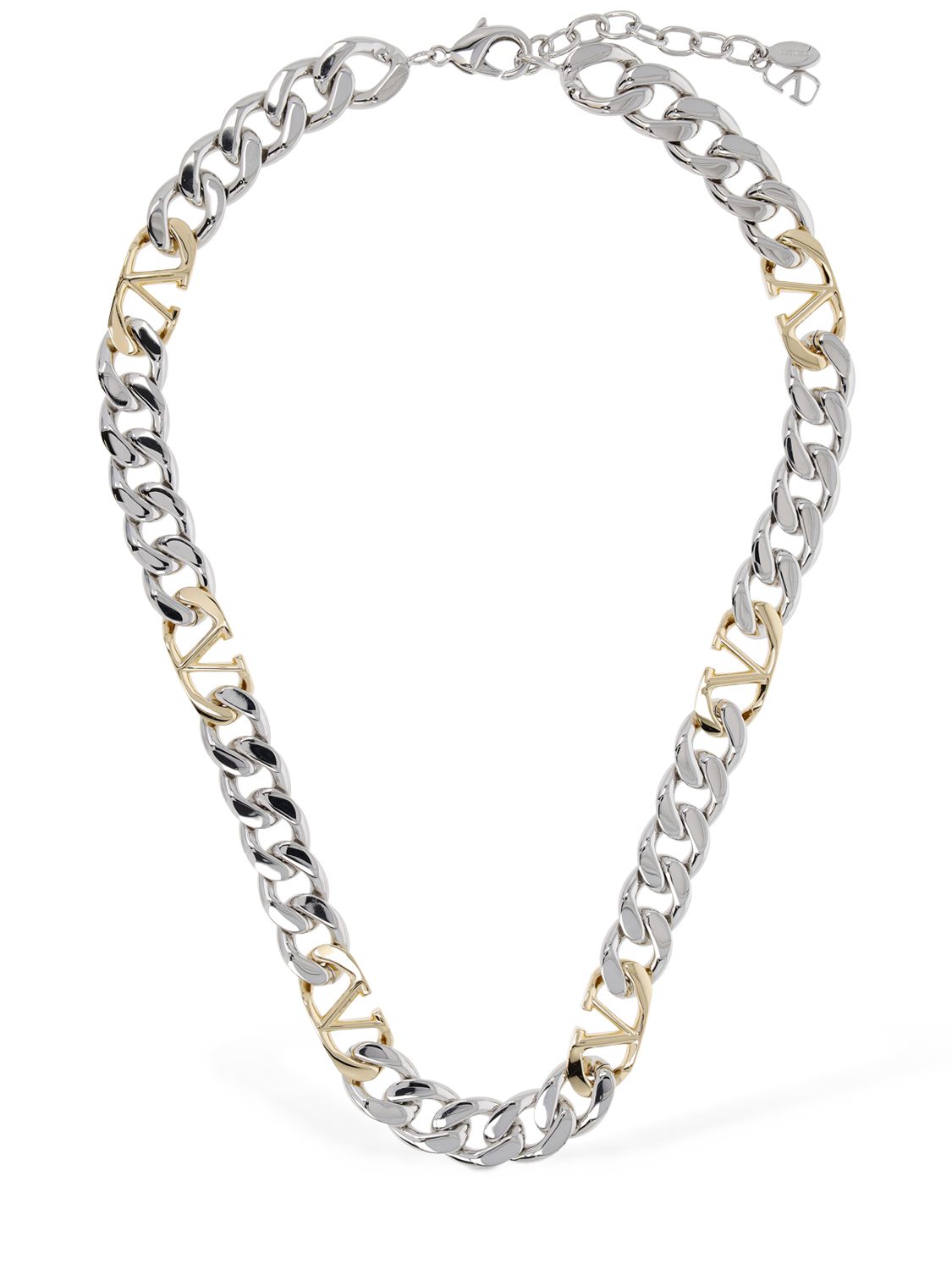 V Logo Chain Collar Necklace