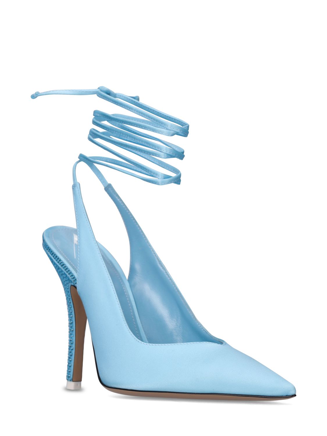 Attico Ankle Wrap Pointed Toe Slingback Pump In Light Blue