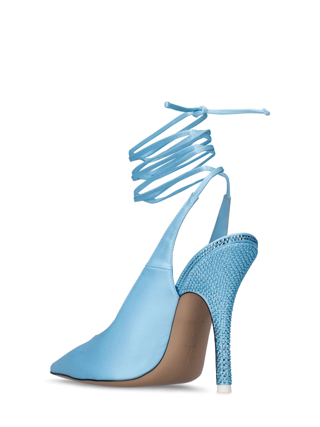 Attico Ankle Wrap Pointed Toe Slingback Pump In Light Blue