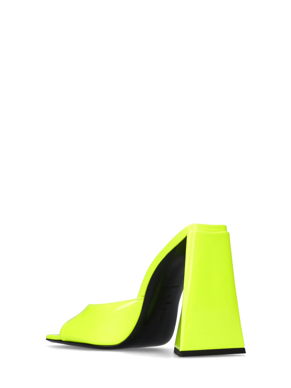 Shop Attico 115mm Devon Faux Patent Leather Mules In Neon Yellow