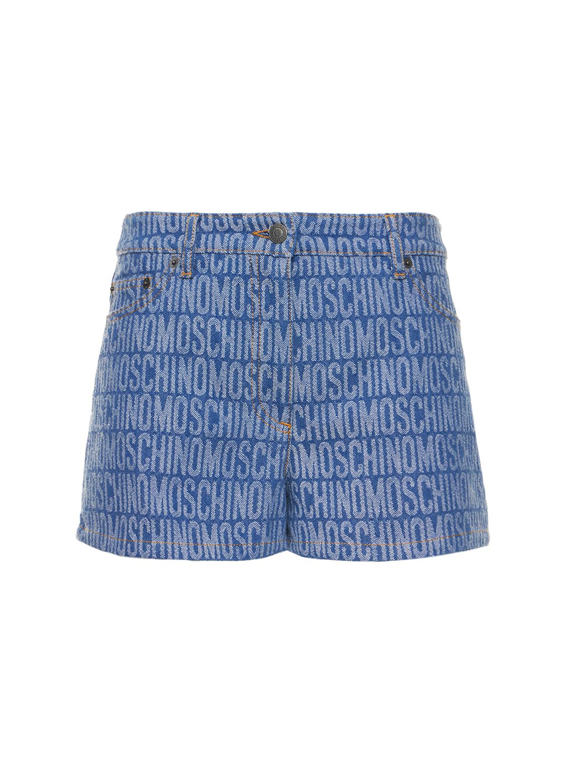 Moschino | Women Denim Jacquard Logo Mini Shorts Denim 40
