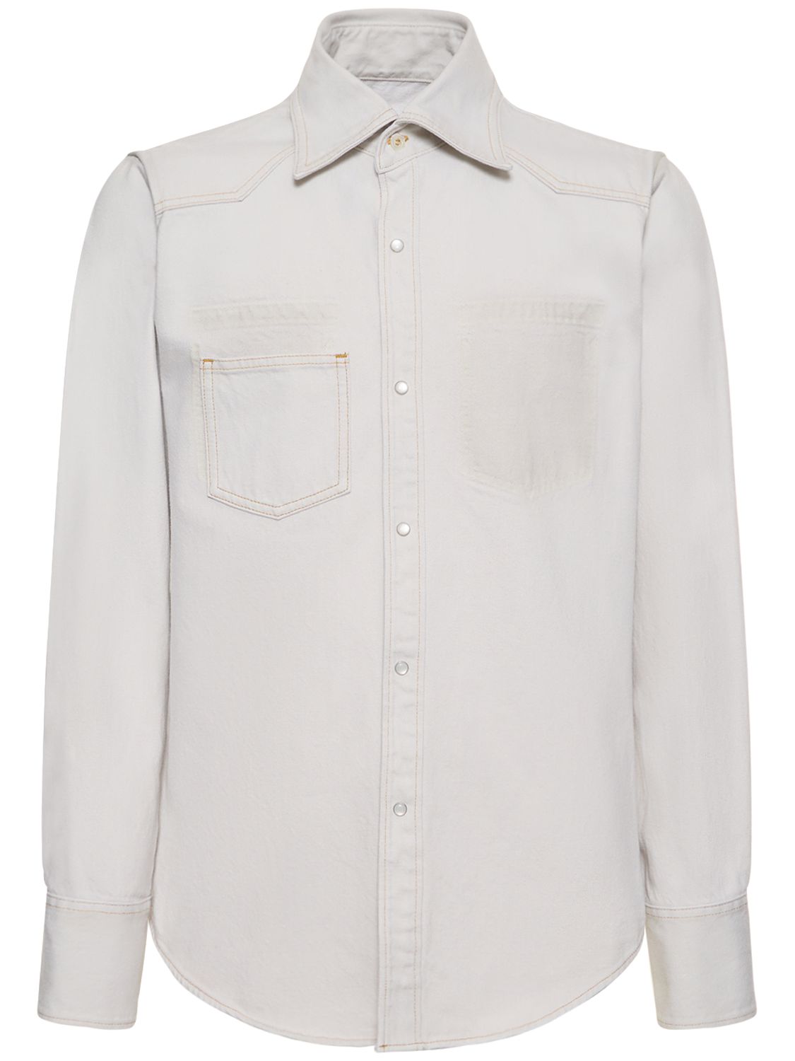 Chalk Long Sleeved Selvedge Denim Shirt
