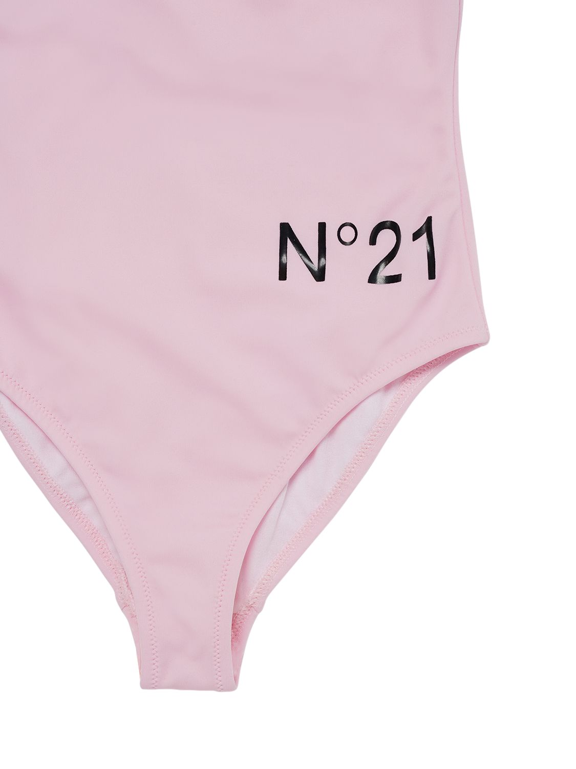 N°21 One-shoulder One-piece Pink Swimming Costume In Lycra With Logo In Pink