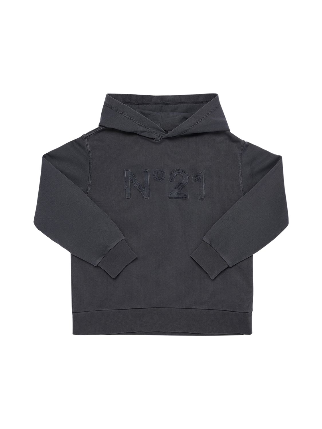 N°21 Cotton Hoodie W/ Logo Patch In Dark Grey