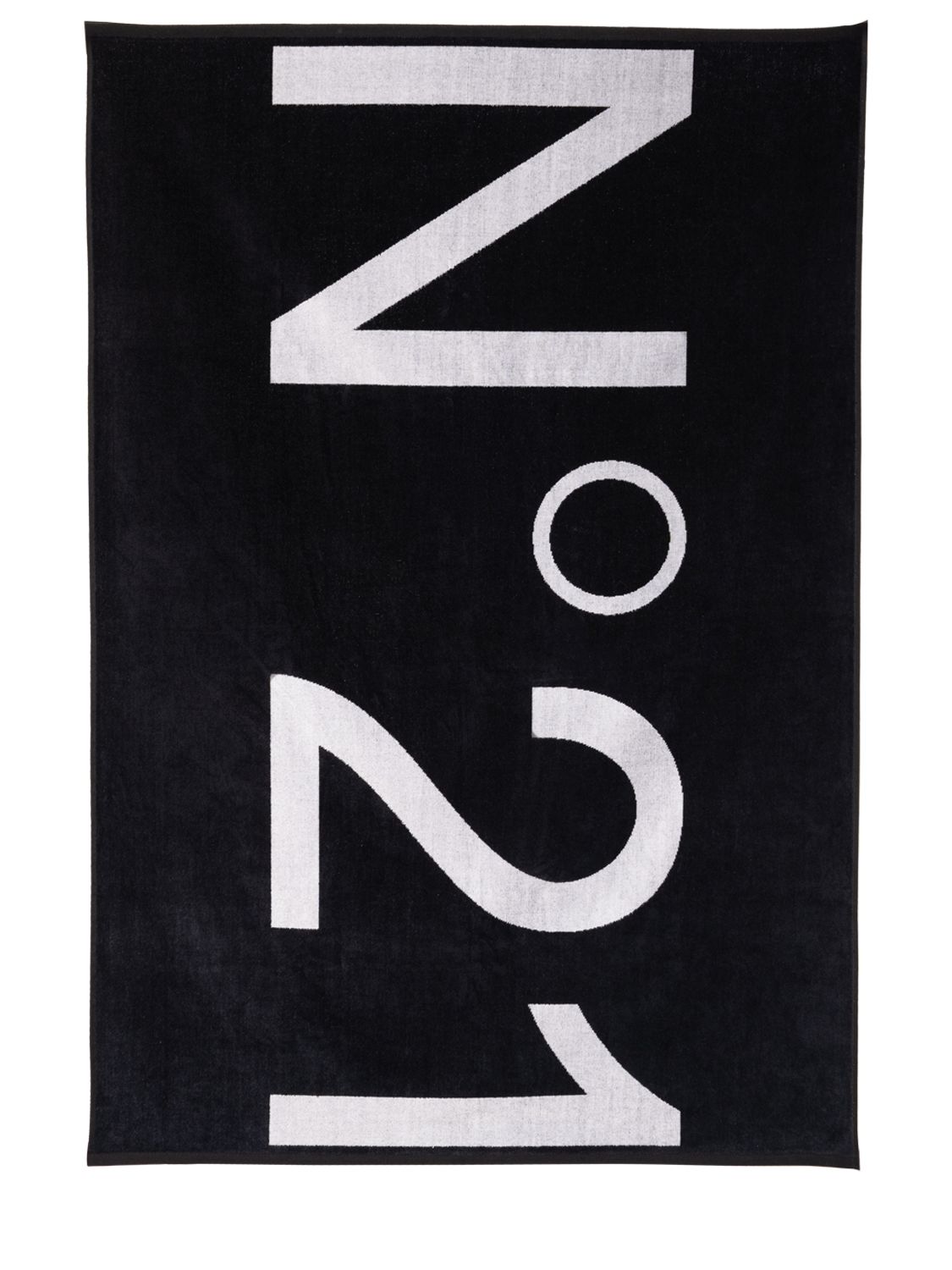N°21 Logo Print Cotton Terry Beach Towel In Black