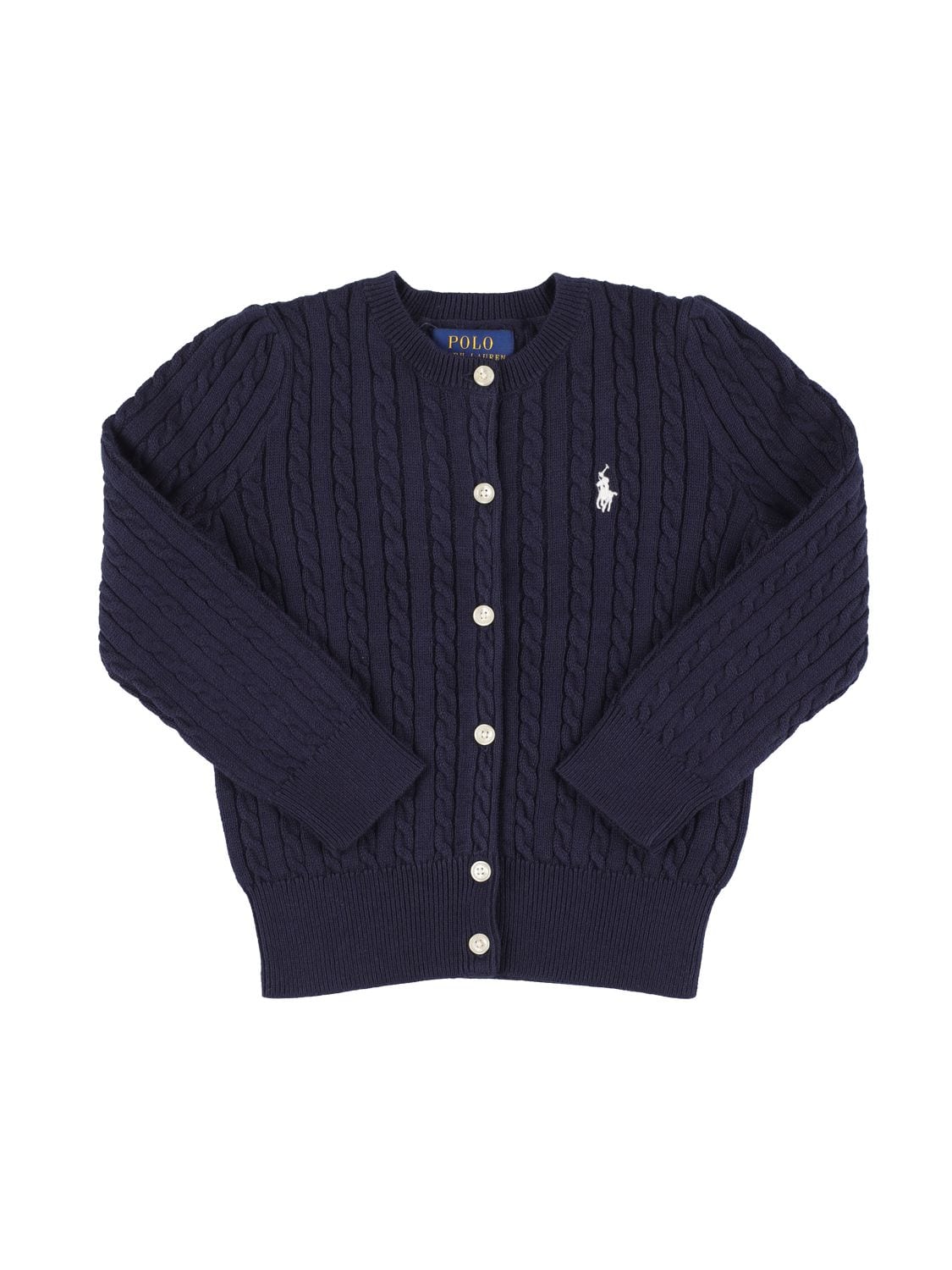 Cable Knit Cotton Cardigan W/ Logo