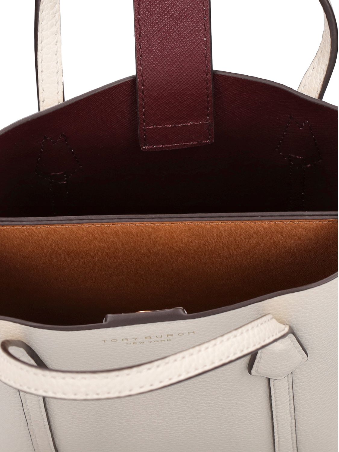 Tory Burch Mini Perry Leather Top Handle Bag In New Ivory