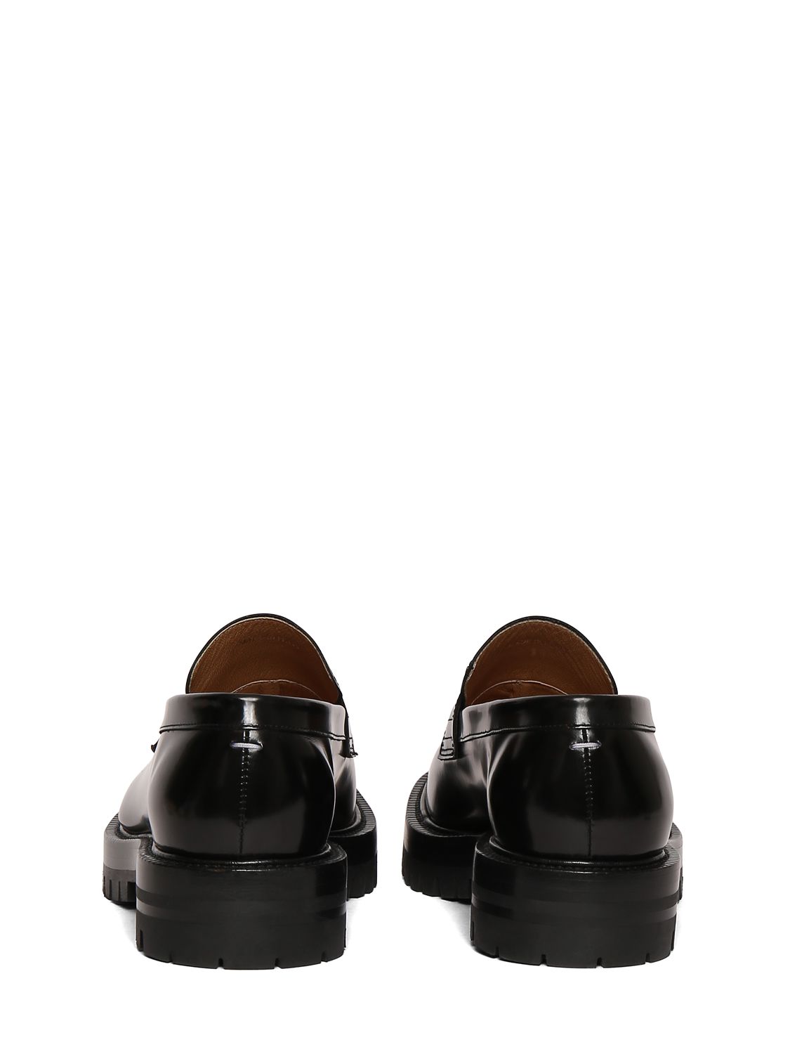 Shop Maison Margiela 30mm Tabi County Leather Loafers In Black