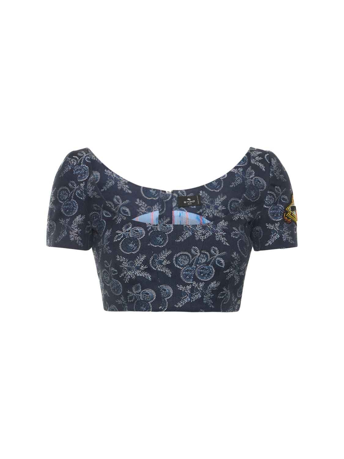 Embroidered Denim Crop Top