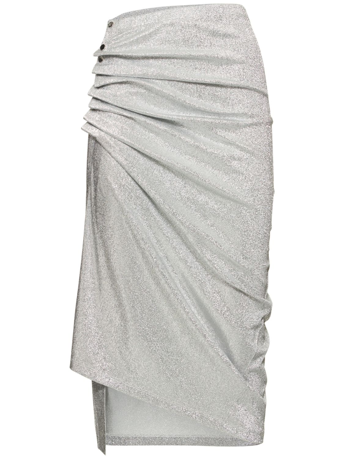 Viscose Jersey Lurex Draped Midi Skirt
