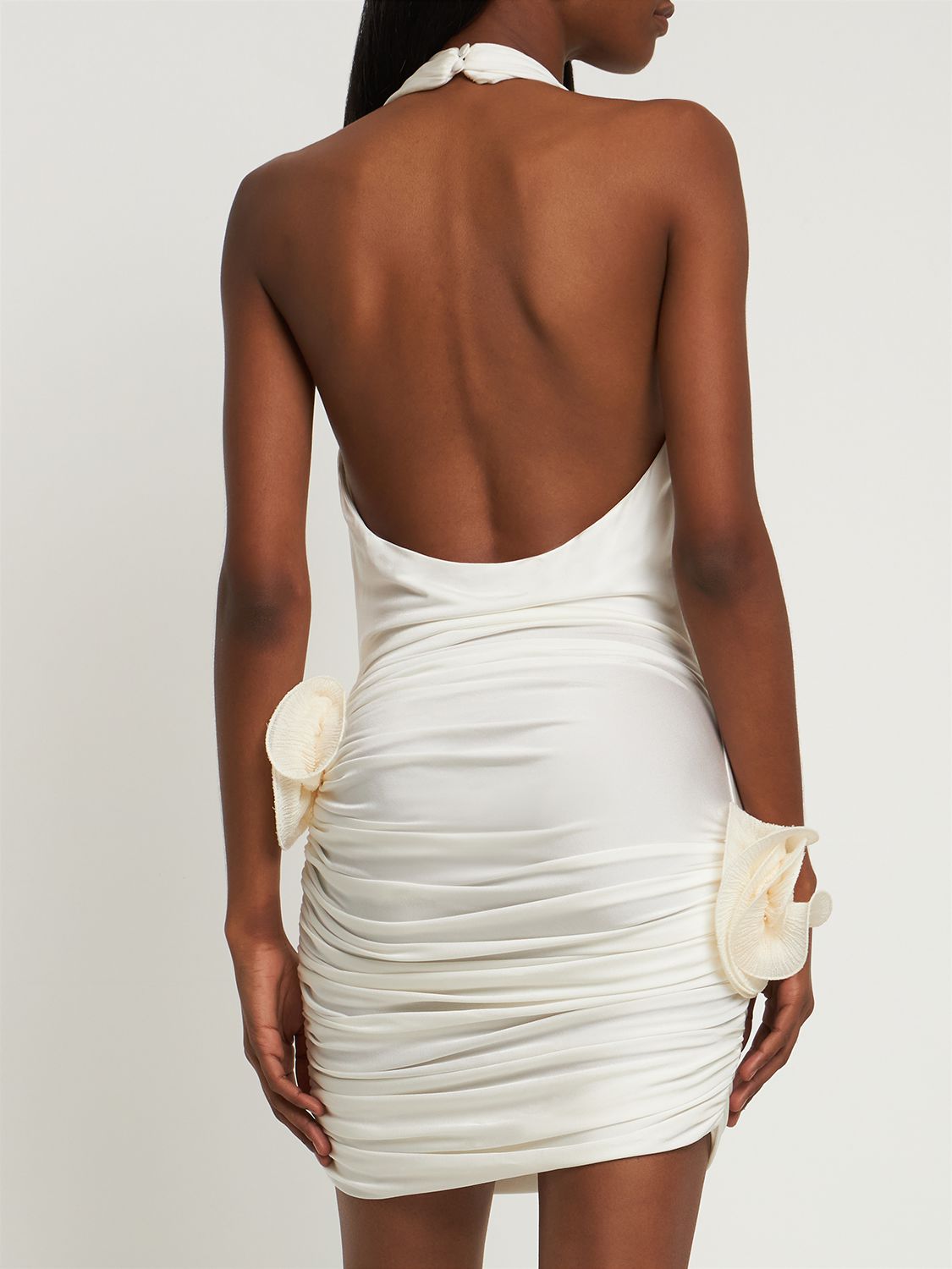 Fitted Draped Viscose Jersey Mini Dress