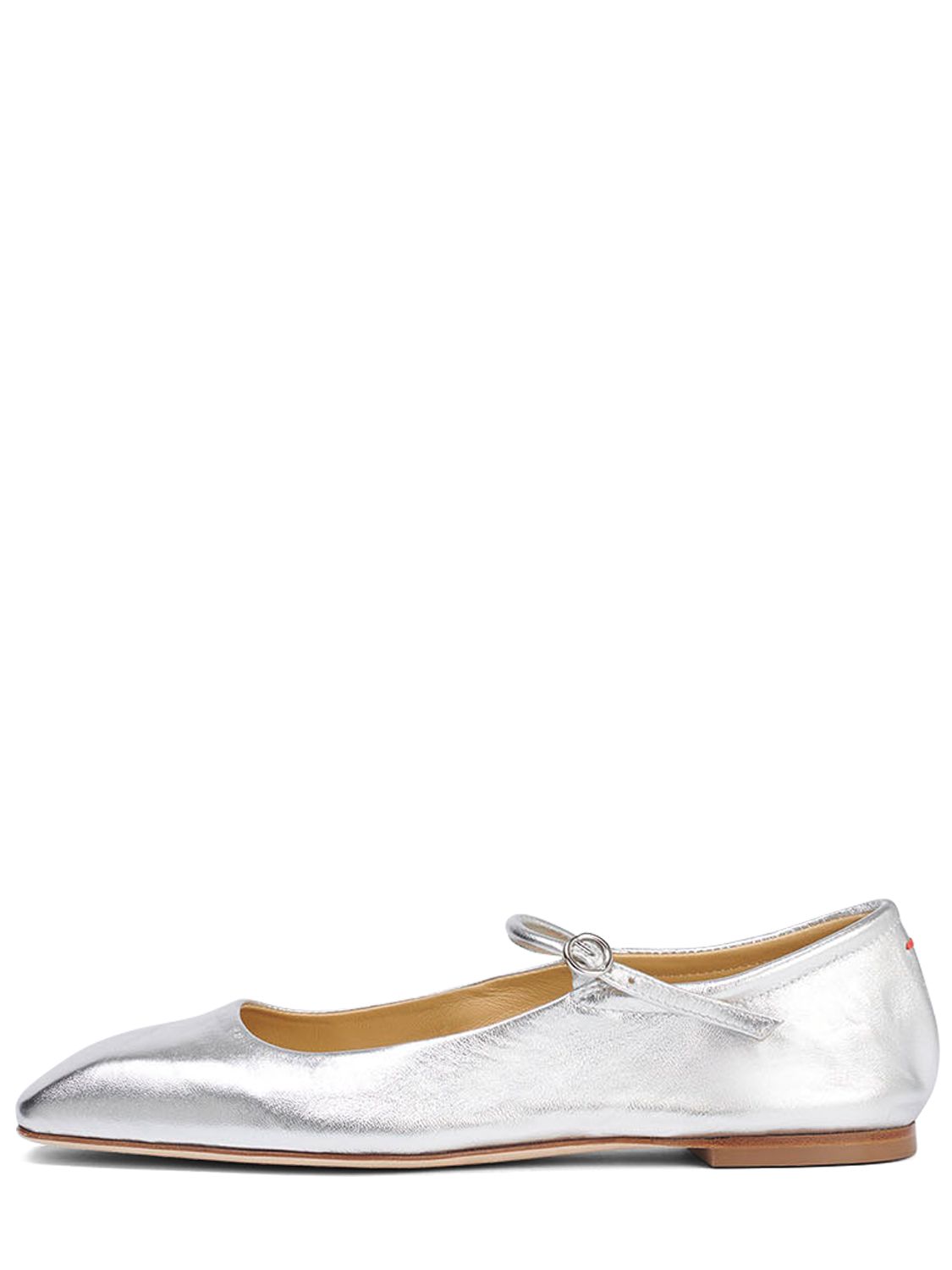 Shop Aeyde 10mm Uma Laminated Leather Ballerina In Silver