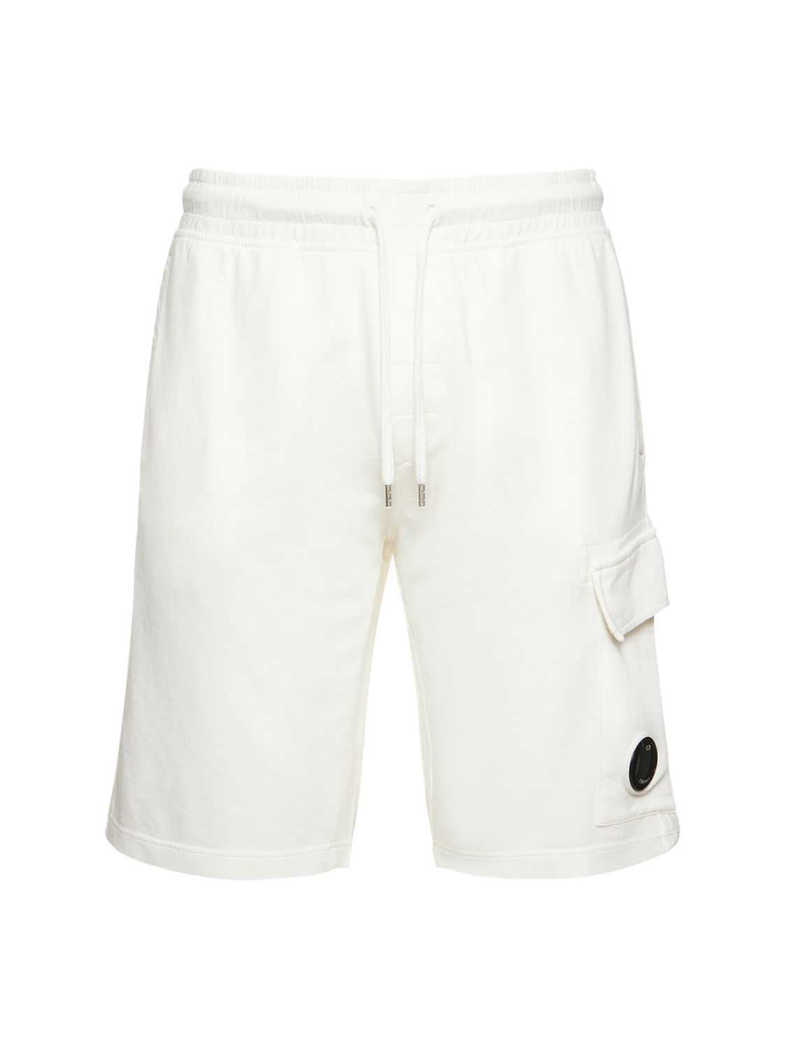Shop C.p. Company Light Cotton Cargo Shorts In White