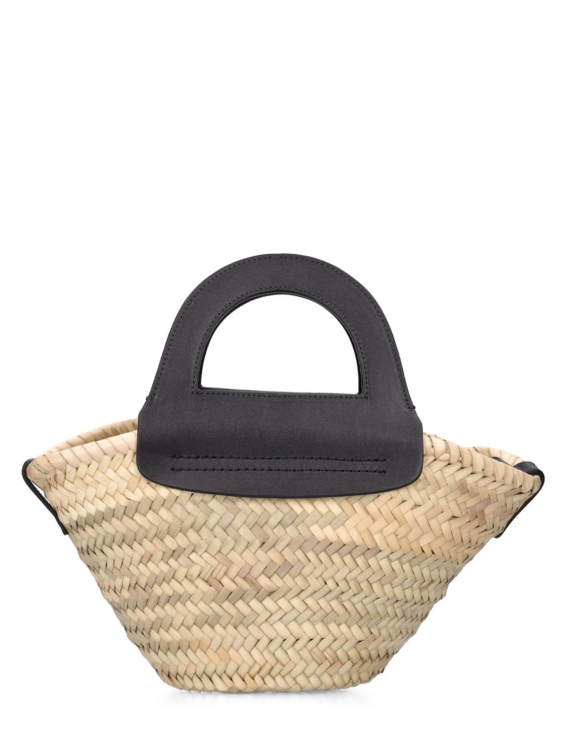 Mini Cabas Leather & Raffia Tote Bag