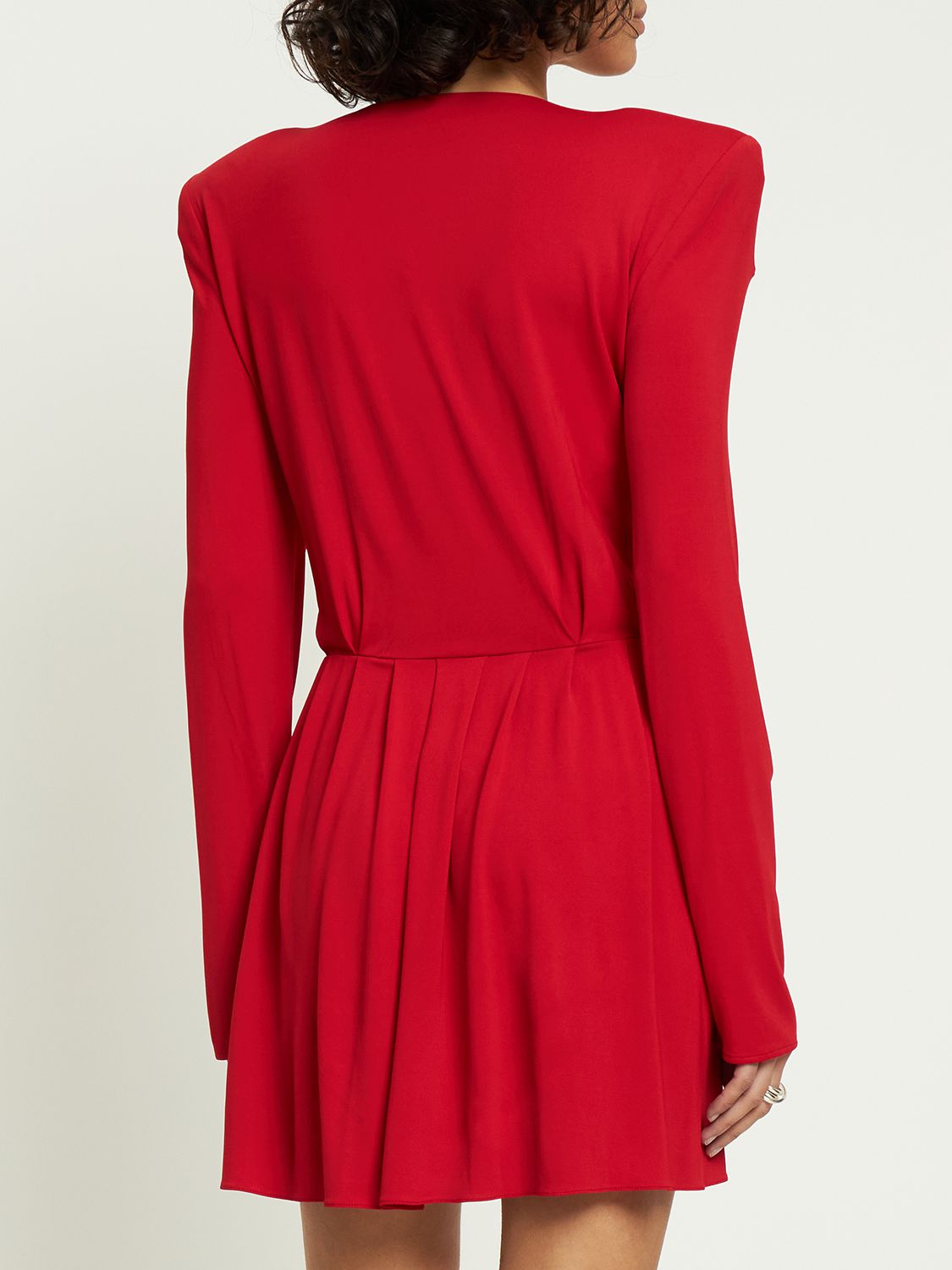 V Neck Jersey Mini Dress W/ Roses