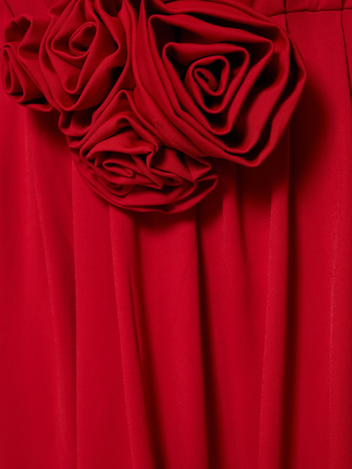V Neck Jersey Mini Dress W/ Roses