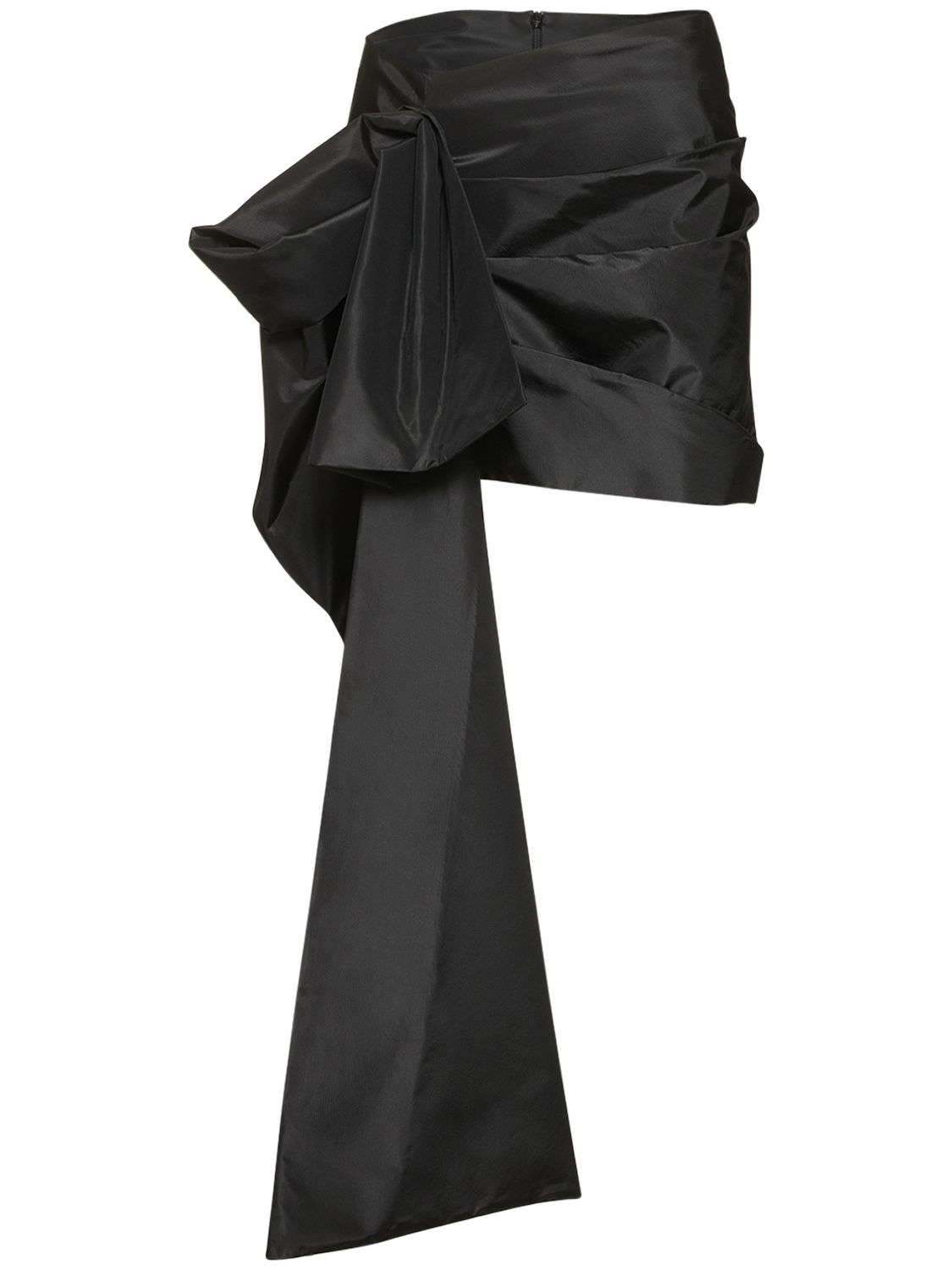Silk Satin Draped Mini Skirt W/ Flower