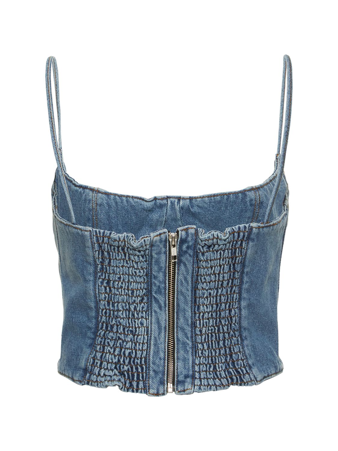 Shop Magda Butrym Denim Corset Crop Top