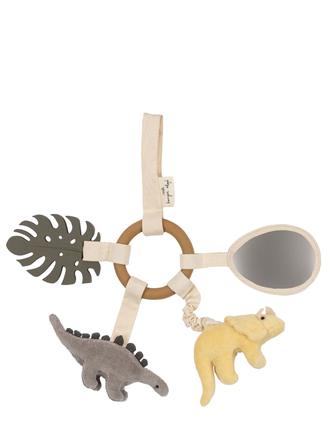 Konges Sløjd Activity Dino Cotton & Wood Ring Toy In Gold