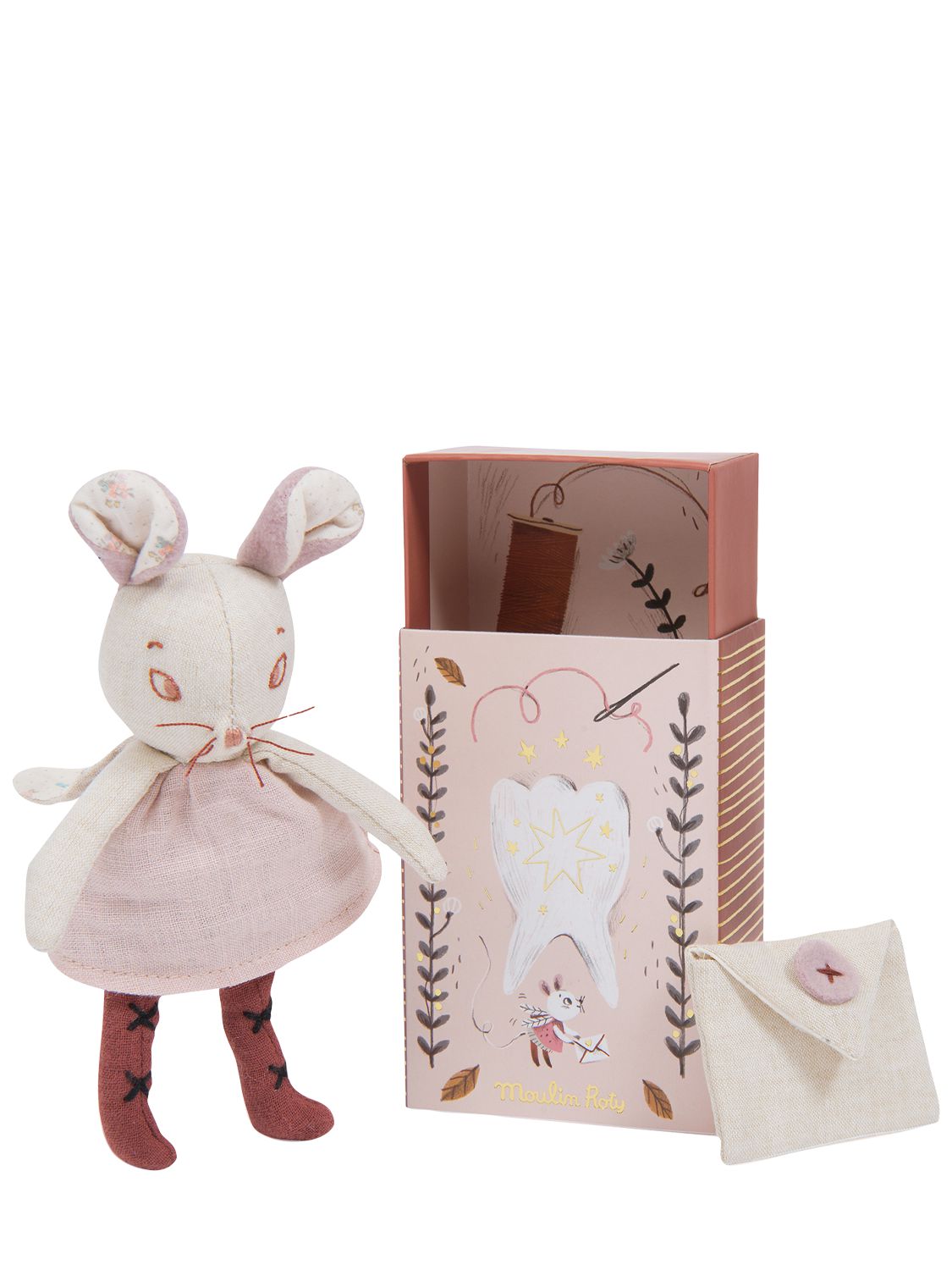 Moulin Roty Milk Tooth Mouse Toy In Pink