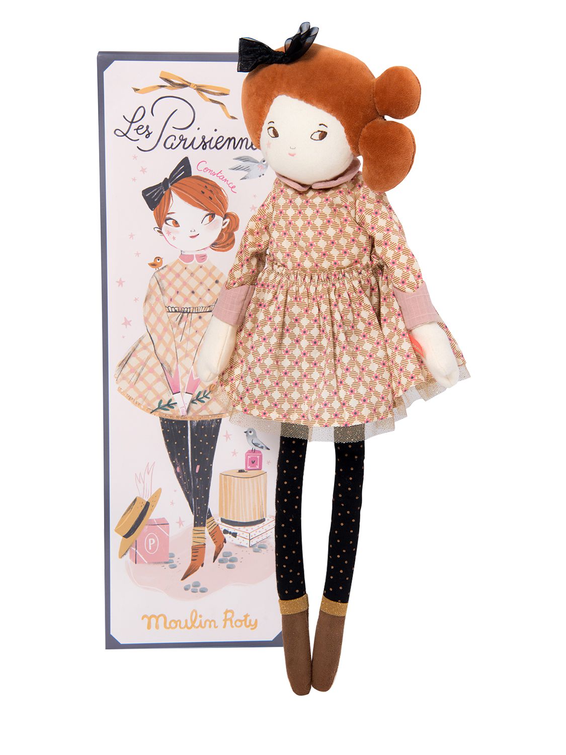 Moulin Roty Madame Constance Doll & Box In Brown