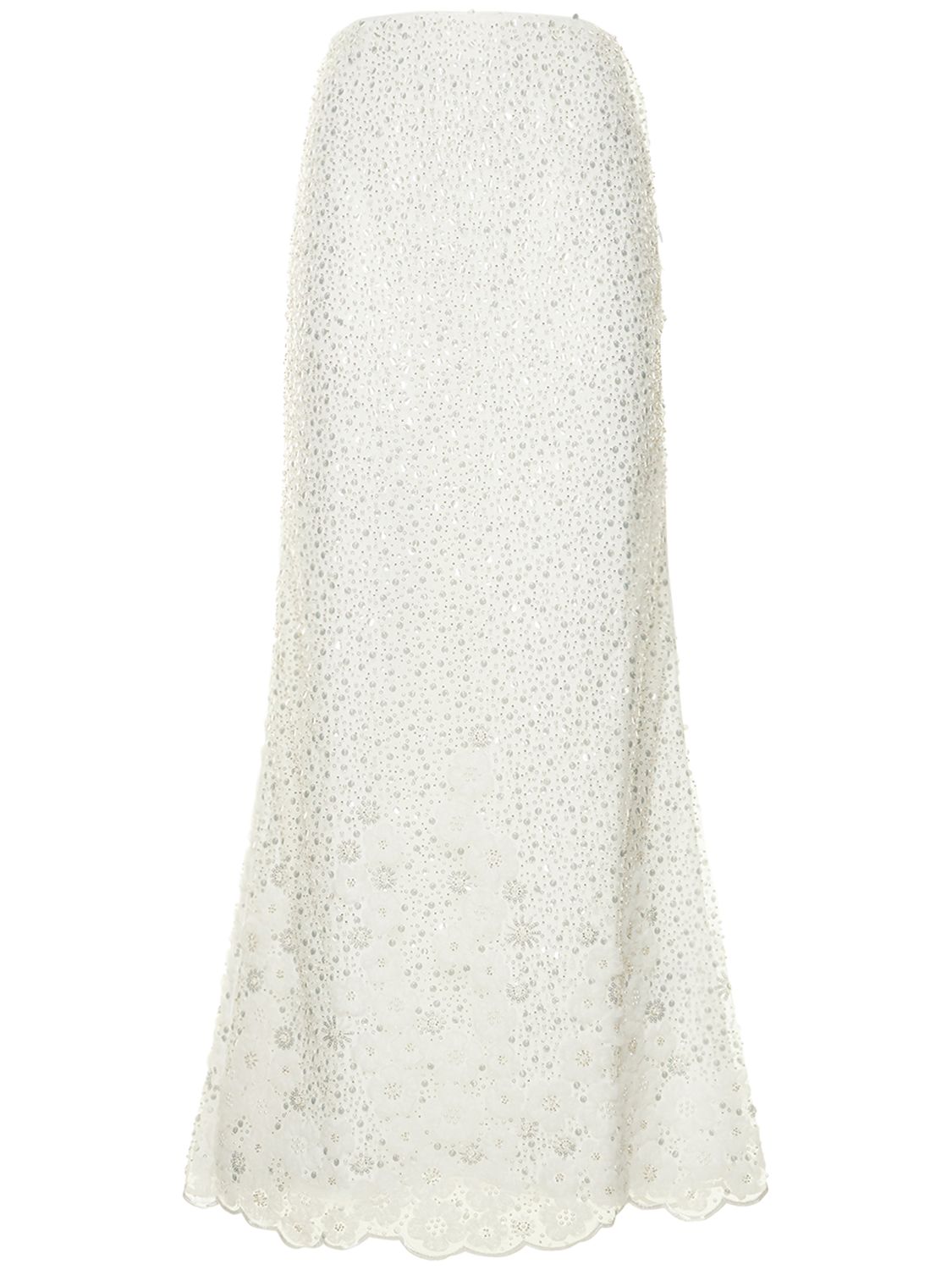 Jupe Longue Blanche En Sequins Et Perles - SELF-PORTRAIT - Modalova