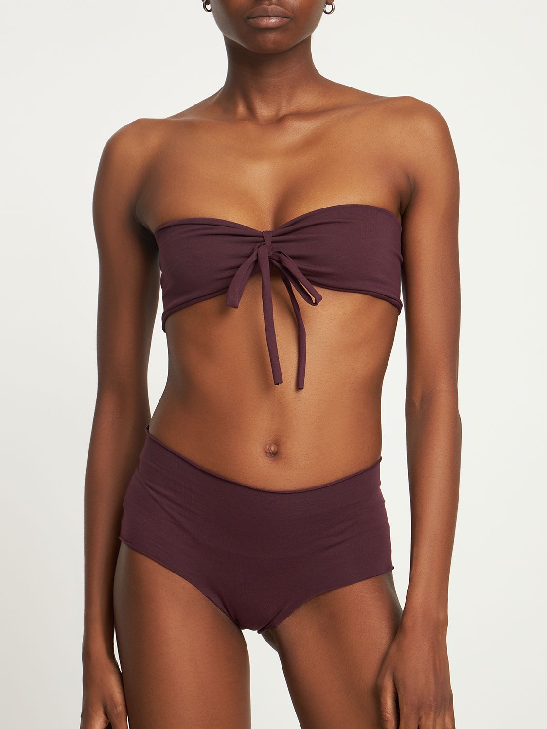 Shop Isole & Vulcani Seamless Cotton Jersey Bikini In 다크 퍼플