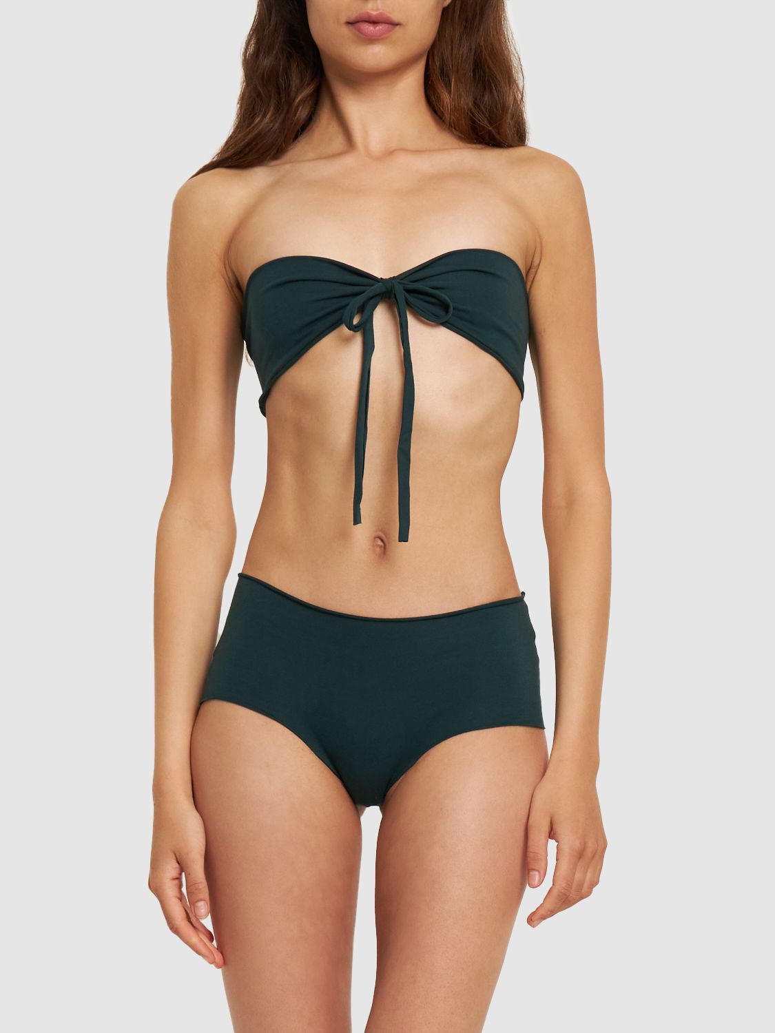Shop Isole & Vulcani Seamless Cotton Jersey Bikini In 다크 그린