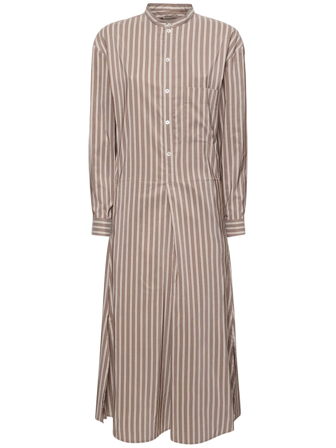 Gusset Collar Cotton & Silk Midi Dress
