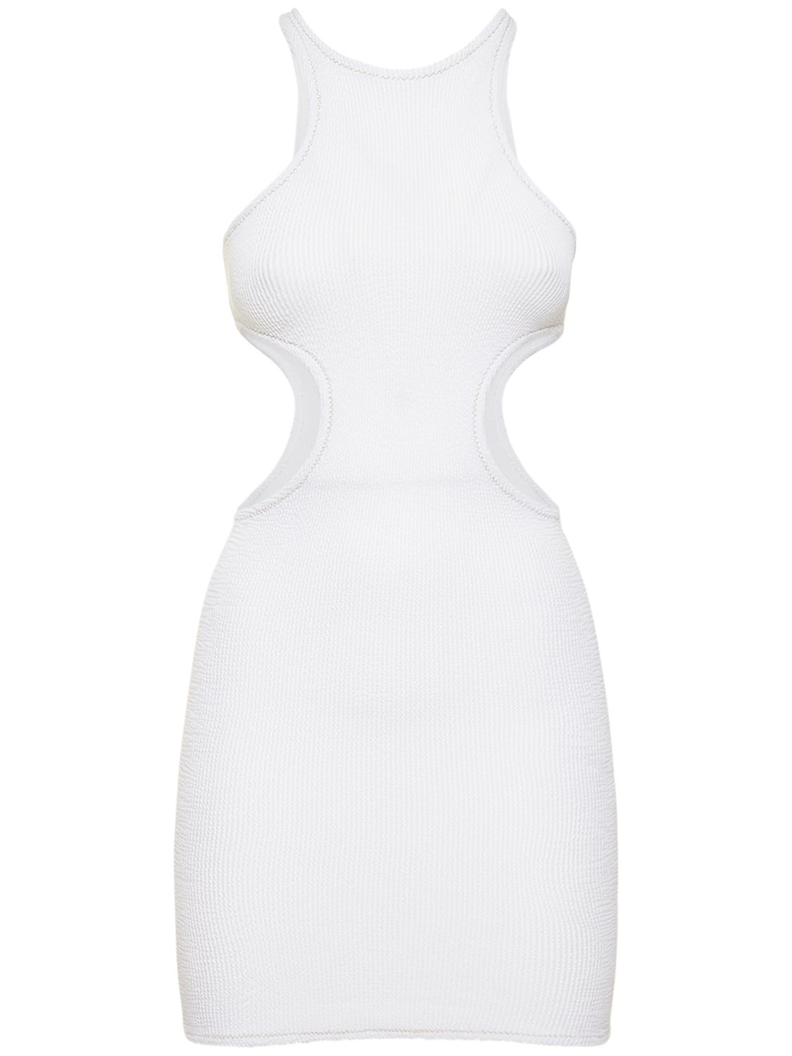 Reina Olga Ele Cut Out Crinkle Stretch Mini Dress In White
