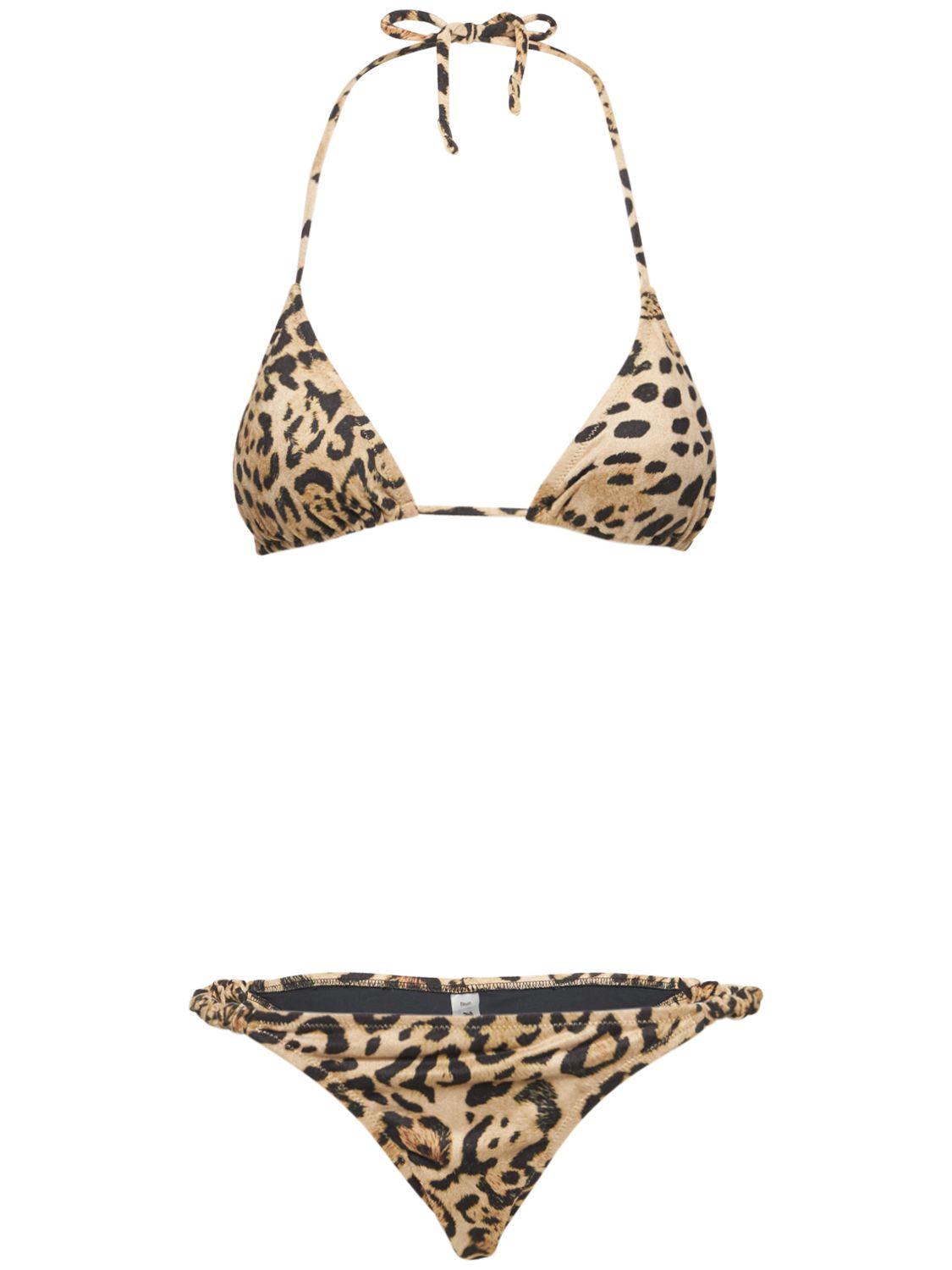 Reina Olga Scrunchie Printed Triangle Bikini In Leopard