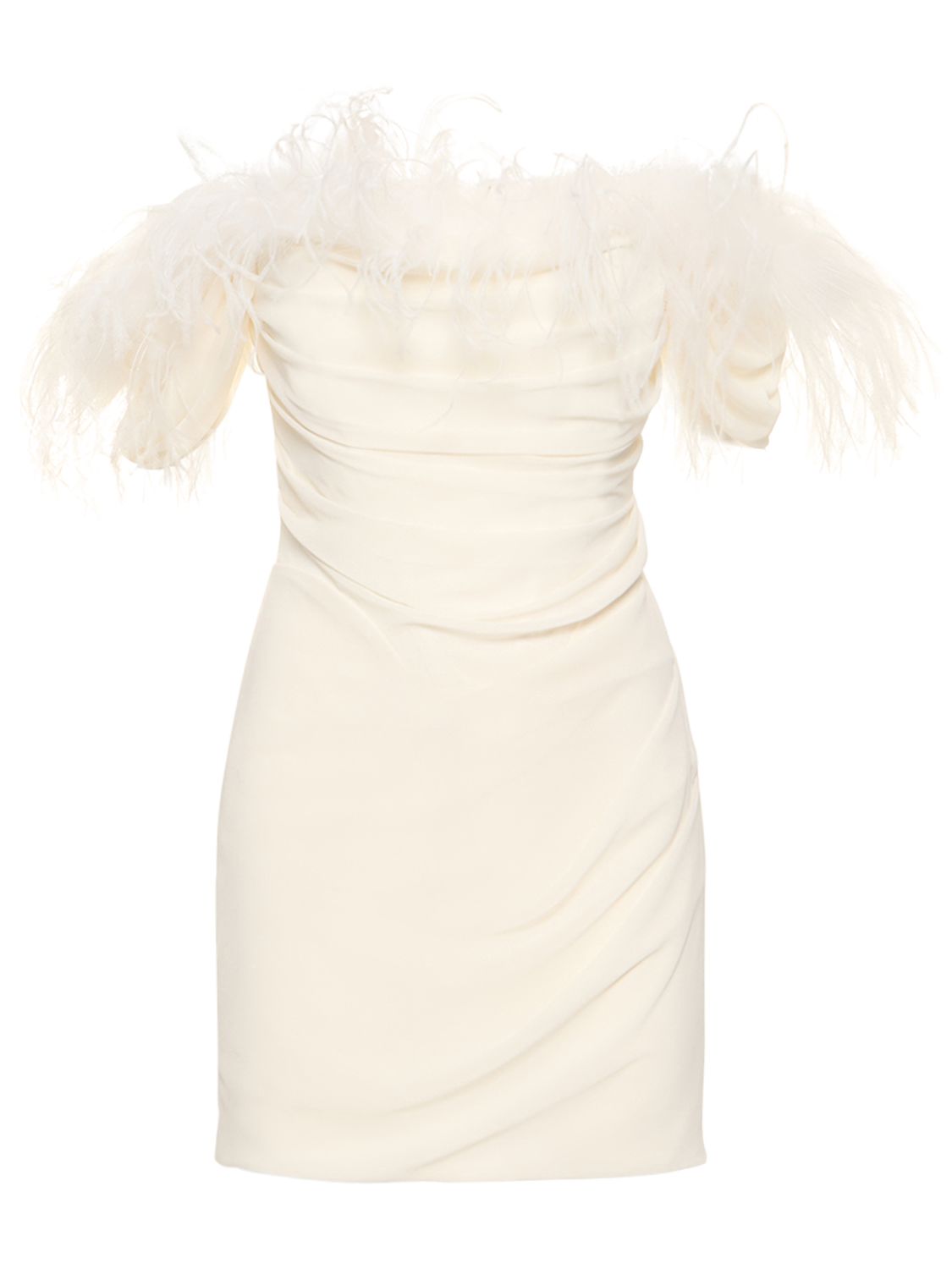 Georgette Mini Bustier Dress W/feathers