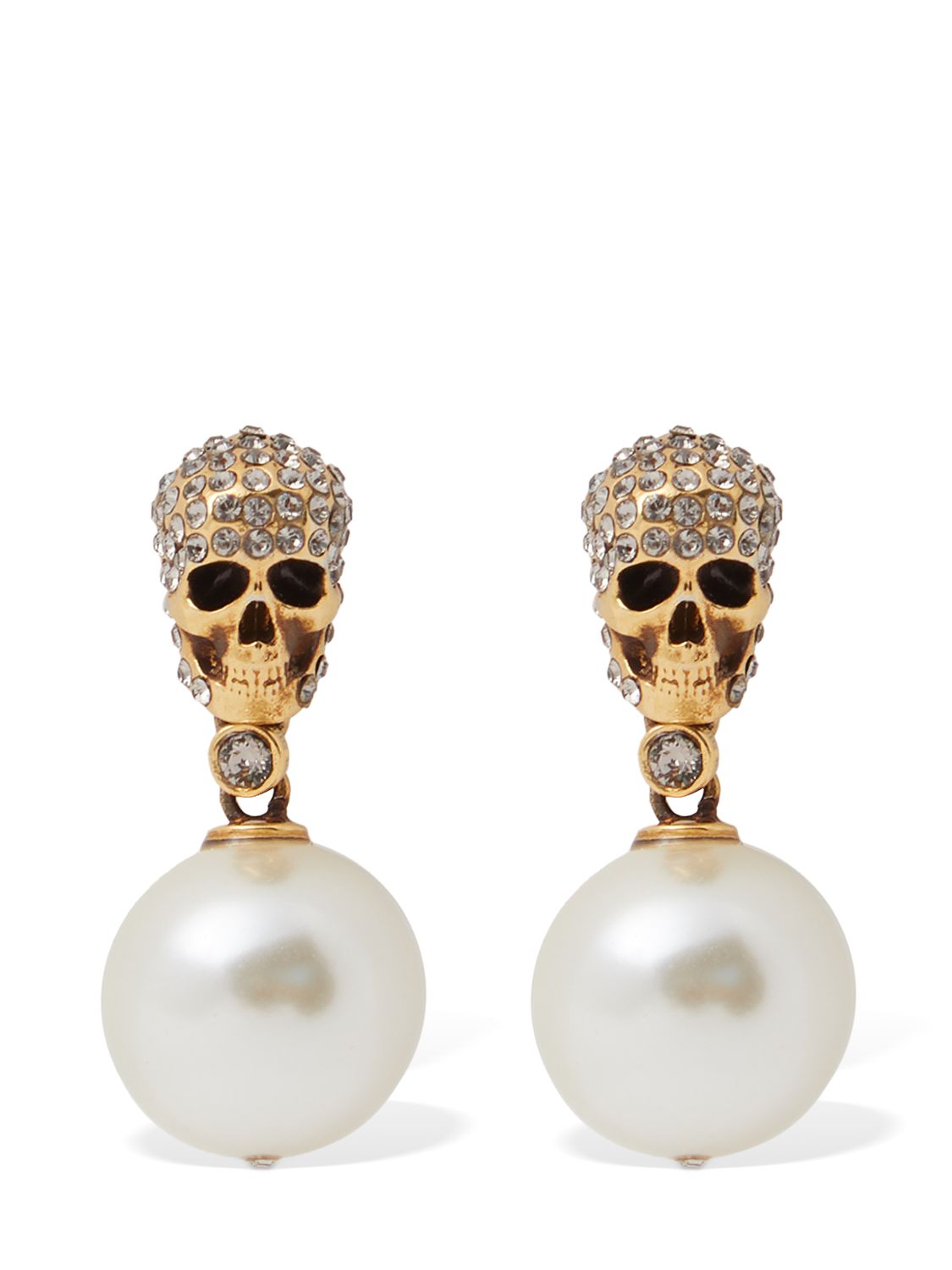 Alexander Mcqueen Skull Brass Earrings In Gold