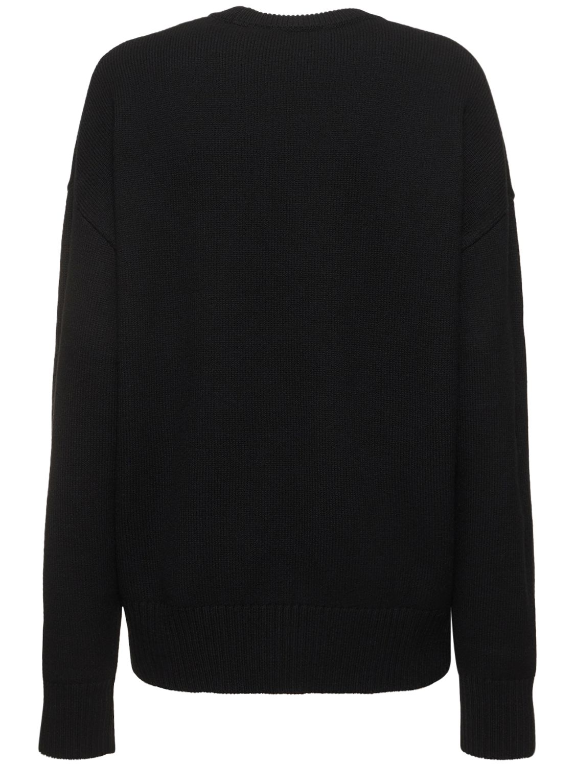 Shop Ami Alexandre Mattiussi Logo Felted Wool Crewneck Sweater In Black,red