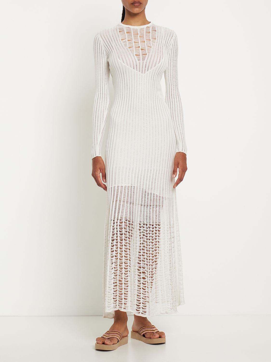 Maia Silk Knit Long Sleeve Midi Dress