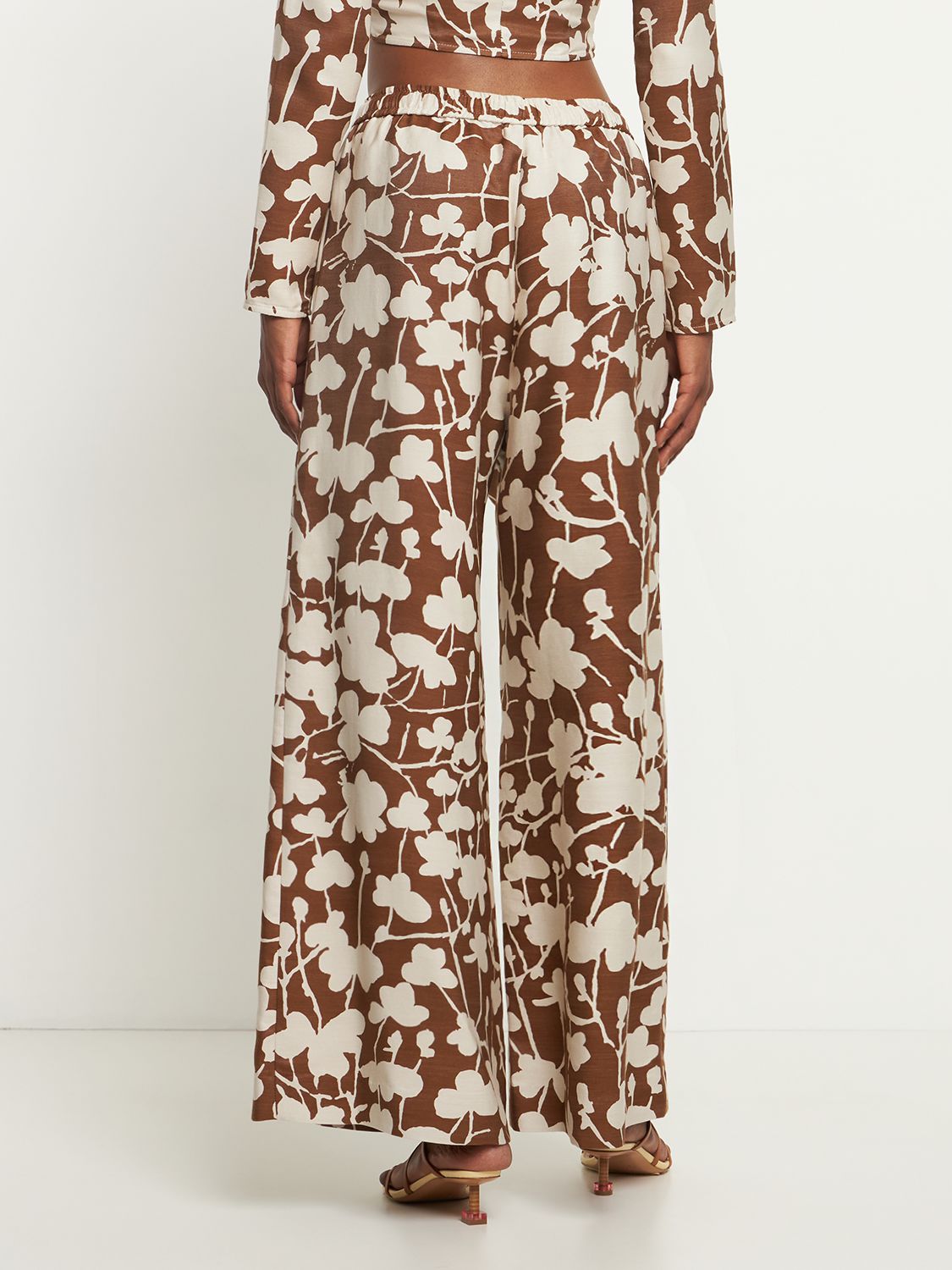 Shop Rosie Assoulin Printed Twill Wide Leg Pants In Multicolor