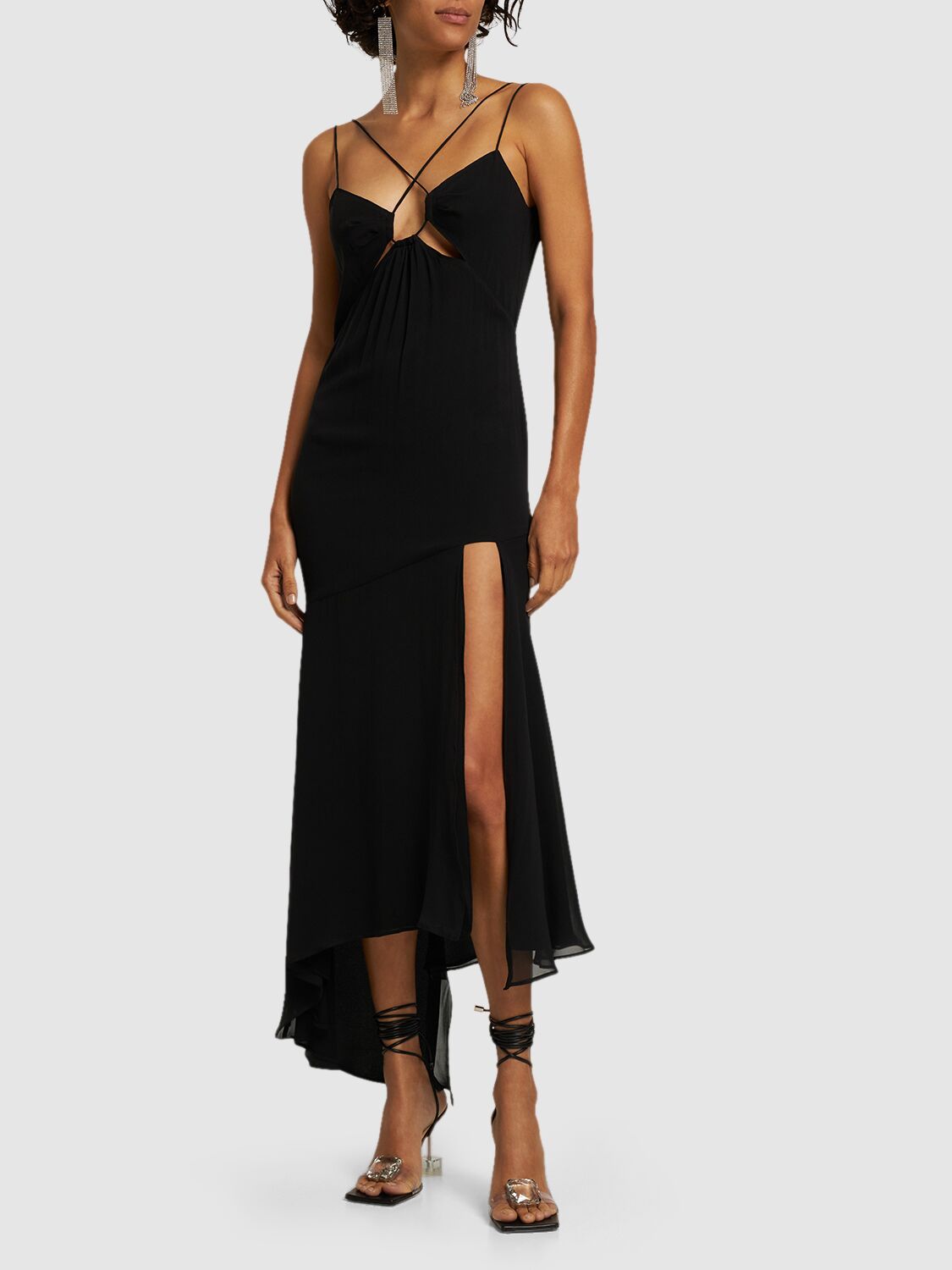 THE ANDAMANE LAYLA STRETCH SILK GEORGETTE MIDI DRESS 