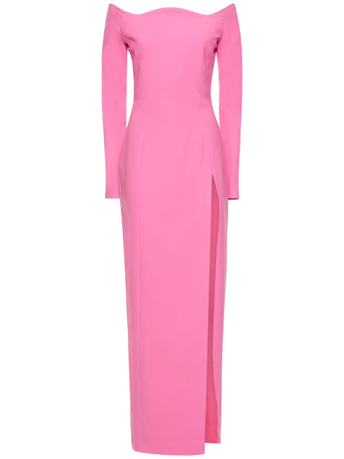 Robe Longue En Crêpe Avec Col Ondulé - MÔNOT - Modalova