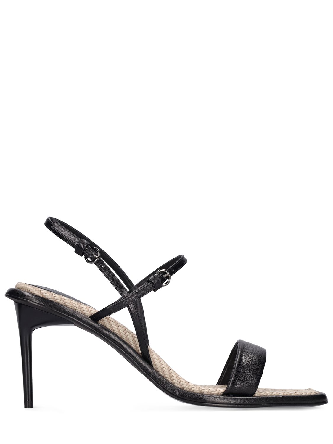 Sandales À Talons En Cuir Et Paille 80 Mm - MAX MARA - Modalova