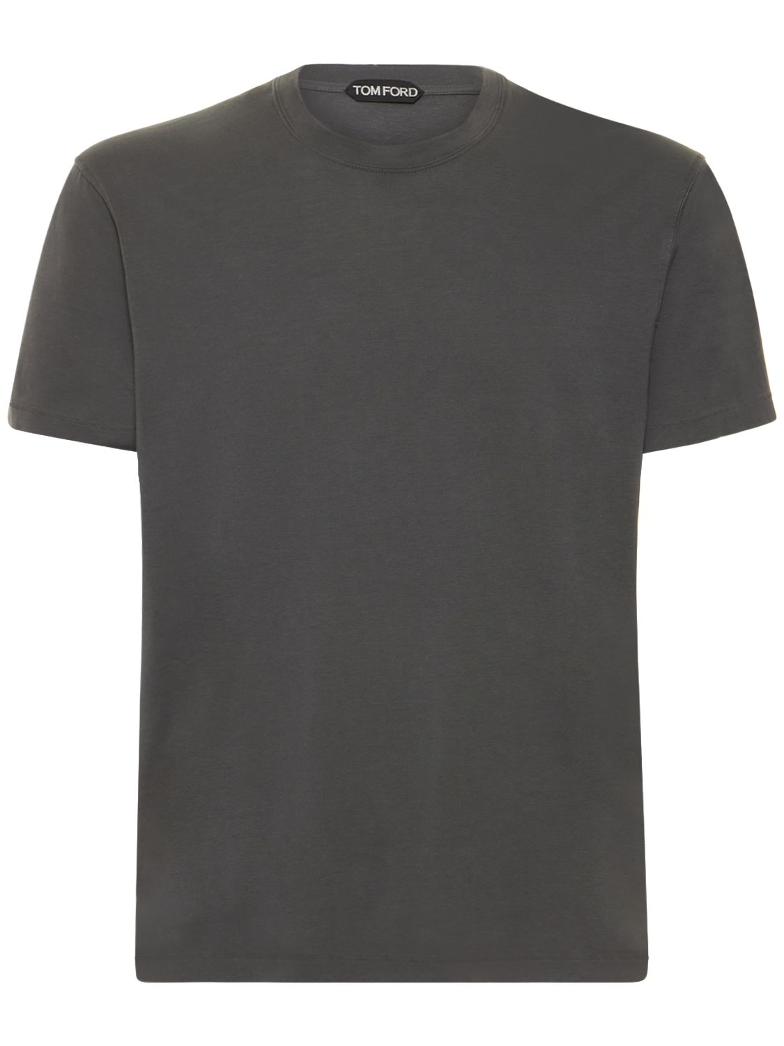 Tom Ford Lyocell & Cotton S/s Crewneck T-shirt In Gray
