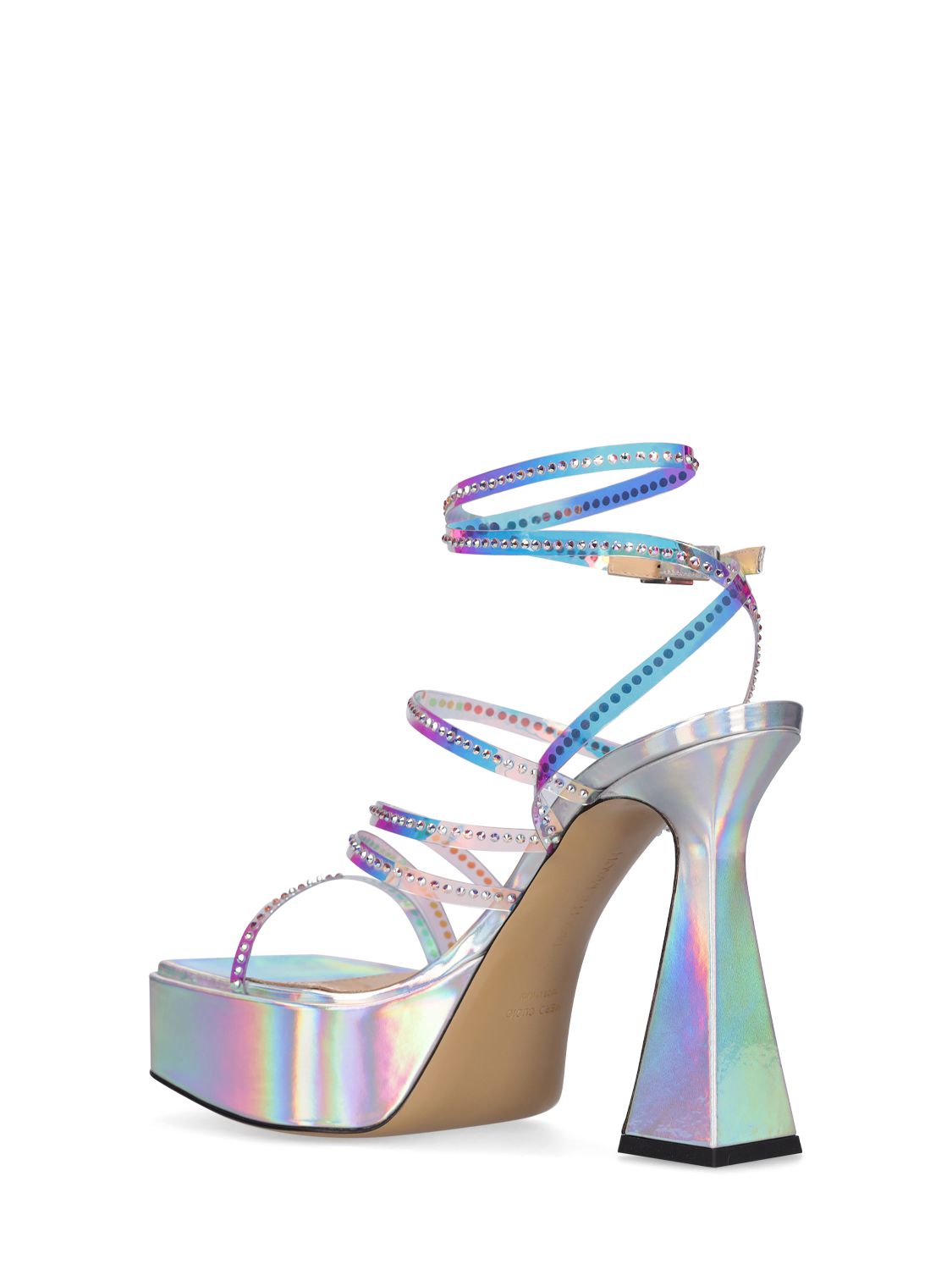 Mach&mach 140mm Iridescent Pvc Leather Sandals In Iridescent