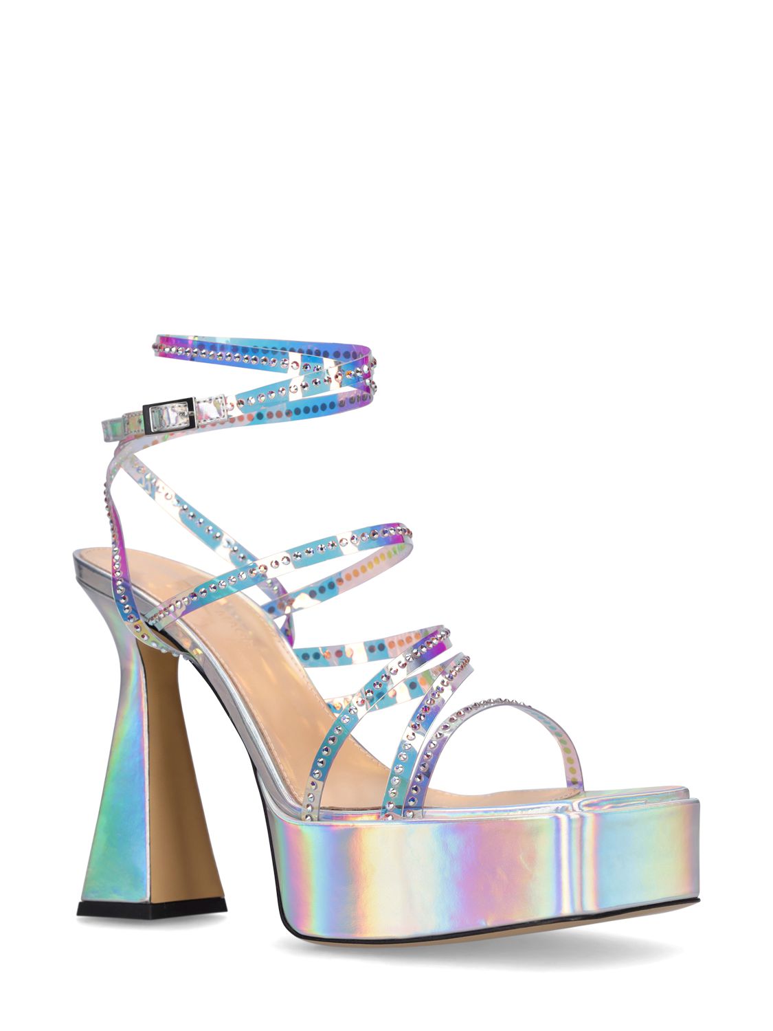 Mach&mach 140mm Iridescent Pvc Leather Sandals In Iridescent