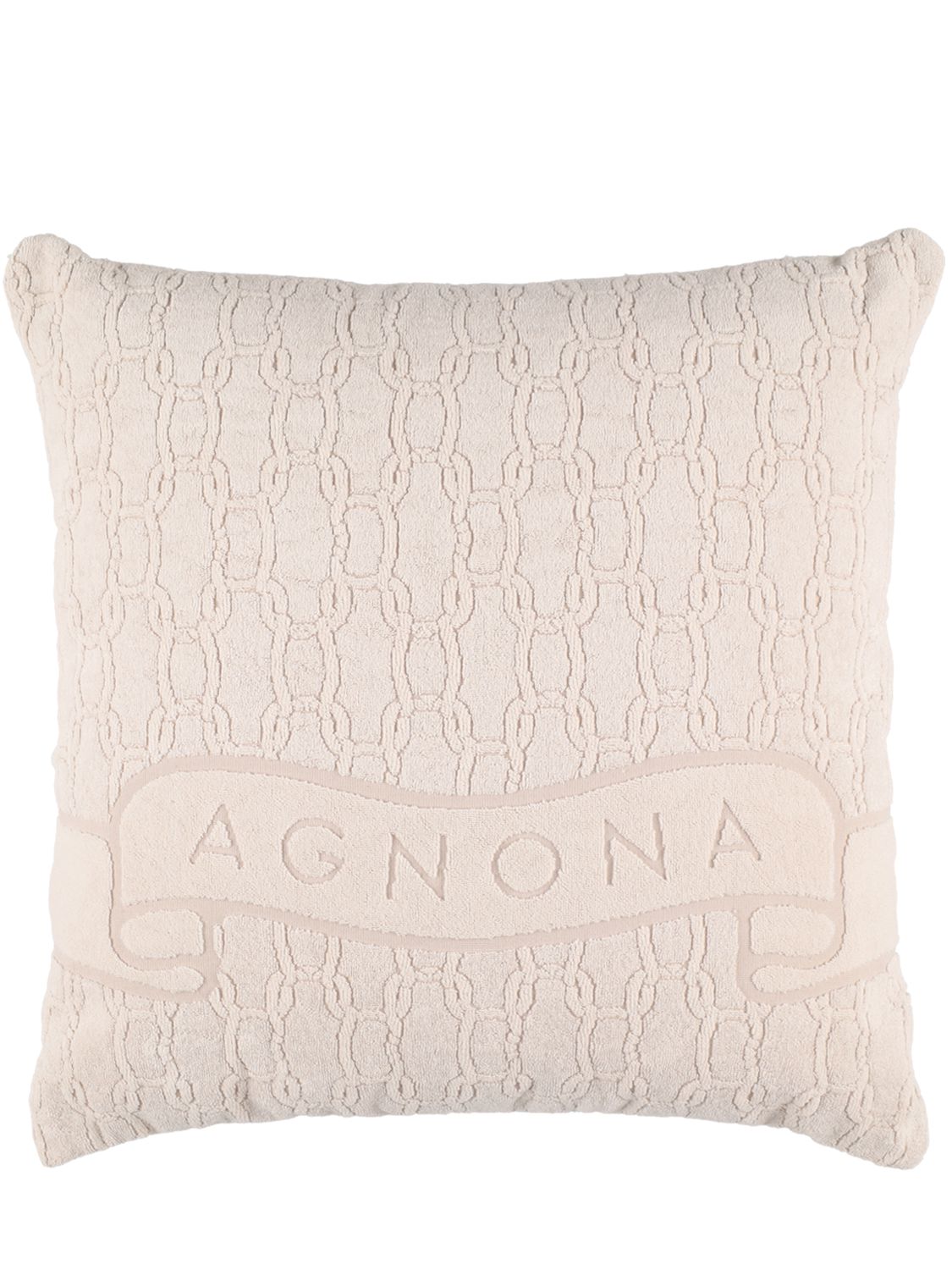 Agnona Logo Cushion In Beige