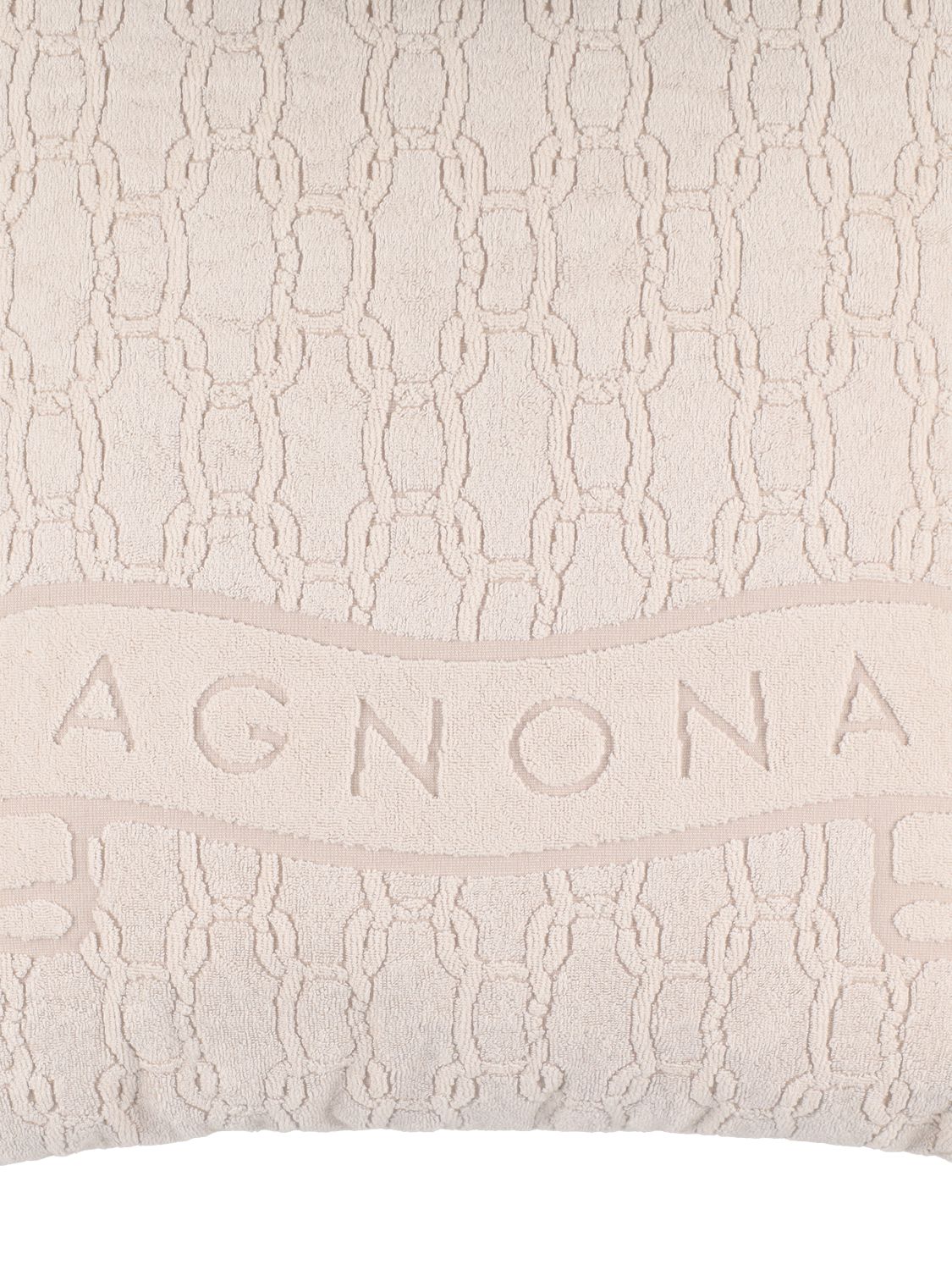 Agnona Logo Cushion In Beige