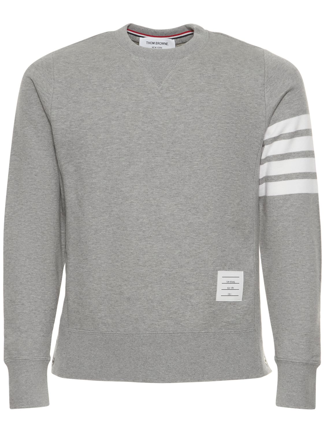 Thom Browne Intarsia Stripes Cotton Sweatshirt In Light Grey