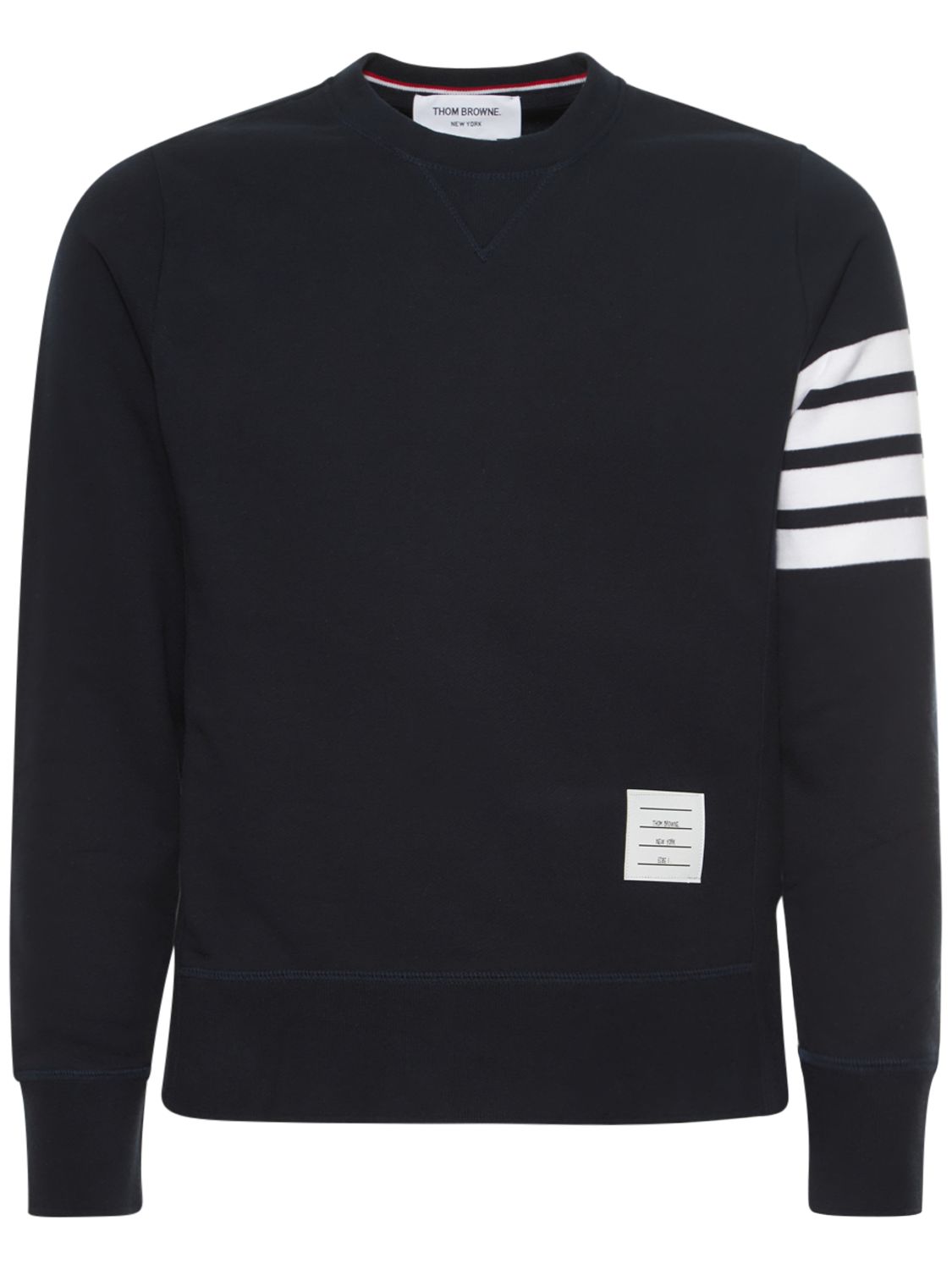 Thom Browne Intarsia Stripes Cotton Sweatshirt In Navy