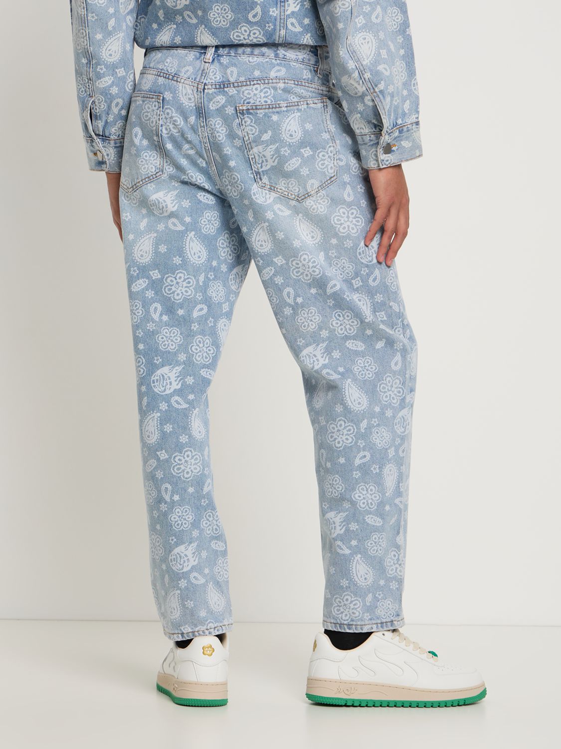 Paisley Printed Cotton Denim Jeans