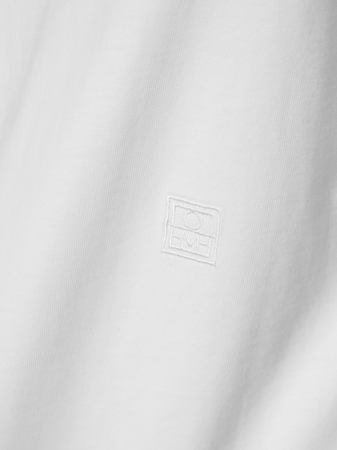 Totême Embroidered Ribbed Stretch-cotton Jersey T-shirt In White