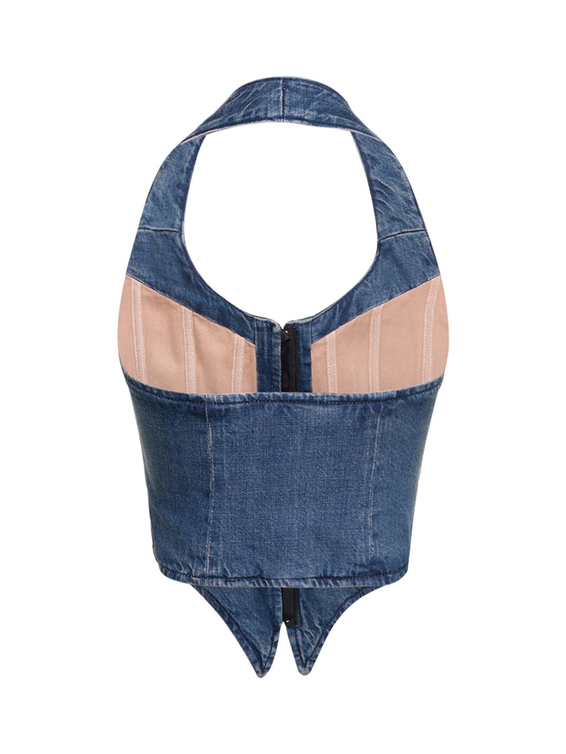 Shop Miaou Dani Cotton Denim Vest In Blue